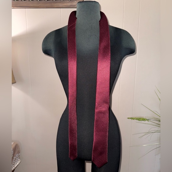 J. Ferrar • Burgundy Monochrome Floral Tie - Picture 2 of 4